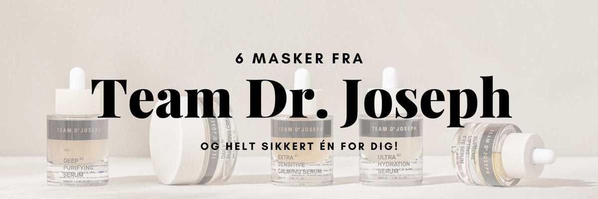 Udvalg af Team Dr. Joseph ansigtsmasker til forskellige hudtyper