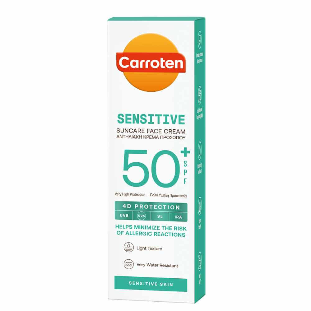 Carroten Sensitive Suncare Face Cream - Solbeskyttelse til den Sarte og Sensitive hud med SPF50+