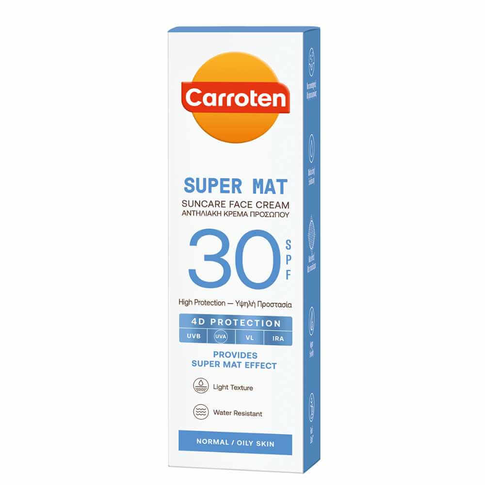 Carroten Super Mat Suncare Face Cream med SPF30 - Solcreme til Fedtet Hud.