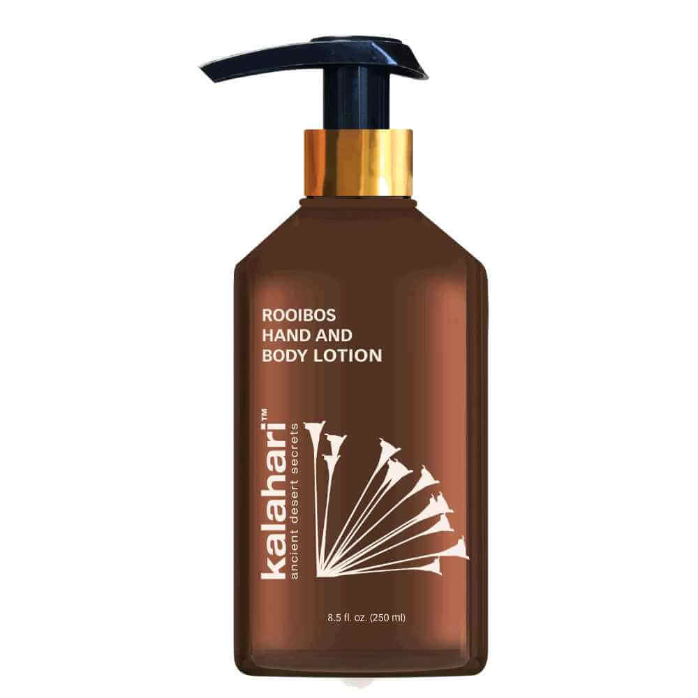 Rooibos Hand and Body Lotion er en fugtgivende og foryngende hånd- og bodylotion med en let konsistens. Indeholder Rooibos Te-ekstrakt. Pumpeflaske med 250 ml