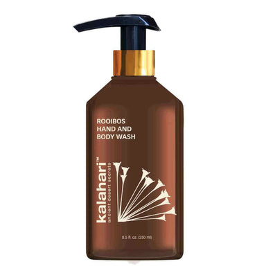 Kalahari Rooibos Hand And Body Wash med Melonfrø Olie og Rooibos Te-esktrakt. Pumpeflaske med 250 ml.