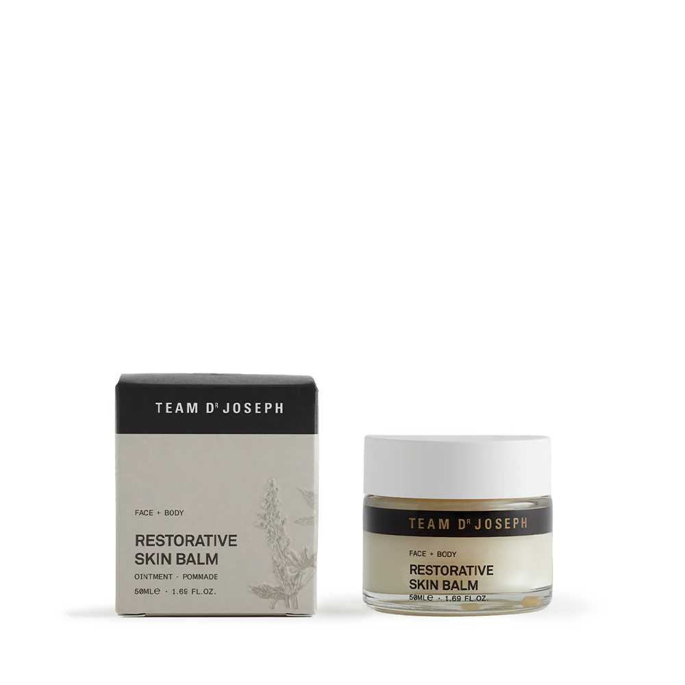 Restorative Skin Balm fra Team Dr. Joseph – Beroligende pleje til irriteret og tør hud. Indeholder 50 ml.