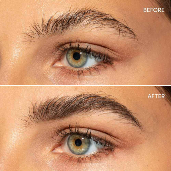 DreamBrow Gel Serum fra WonderSkin - Farven Brunette før og efter påføring.