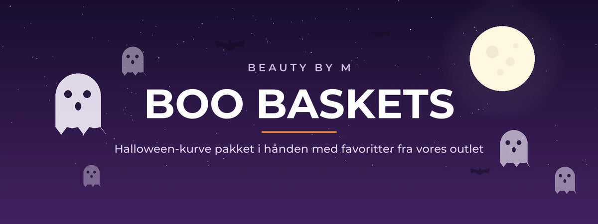 Boo Baskets halloween-banner med spøgelser og fuldmåne