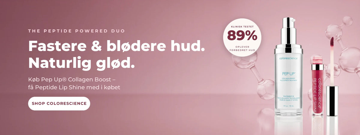 Colorescience Pep Up Collagen Boost og Peptide Lip Shine — fastere og blødere hud