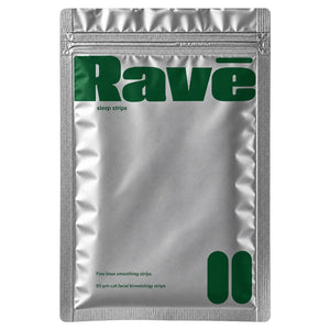 Ravé Sleep Strips sølvfarvet pose med 80 færdigskårne kinesiologi-strips til ansigtet