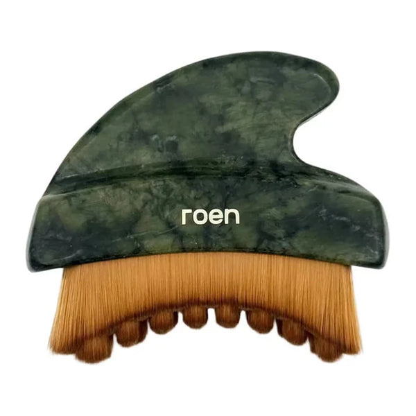 ROEN Lymfebørste med Gua Sha i grøn jadesten