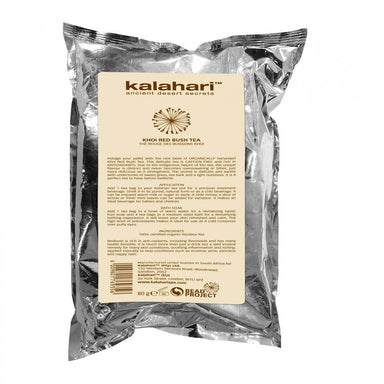 Kalahari Rooibos Te-pakke med 20 breve. Teen kan både drikkes og bruges i din hudpleje. Indeholder ikke koffein.